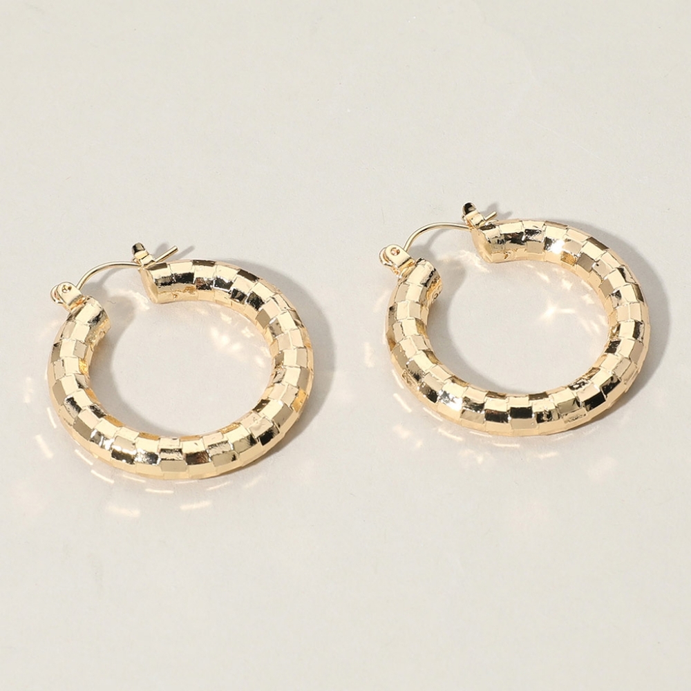 Textured Gold Metal 1.25" Hoop Earrings Simple Casual Everyday Jewelry